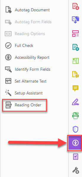 Screen capture of reading order selection under accessibility button