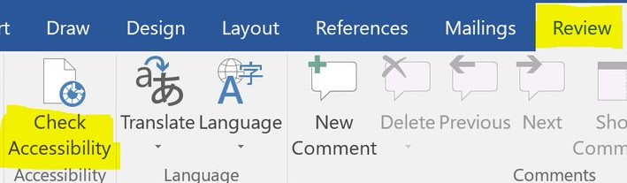 Review tab in Microsoft Word ribbon